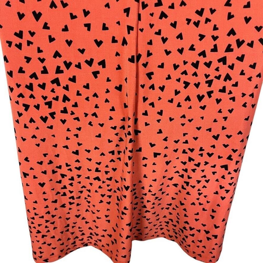 Anne Klein Womens Orange Black Stretch Jersey Knit Sleeveless V-Neck Dress sz L - Picture 13 of 16